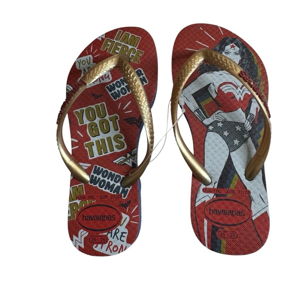 Havaianas Kids Wonder Woman Flip Flops Sandals Superhero Character Girls 10C - Picture 2 of 5